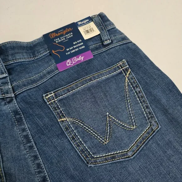 NWT Wrangler Q-Baby The Ultimate Riding Bootcut Jeans Western Blue Size 7/28